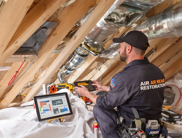 Southborough Air Duct Cleaning technician performing precise duct repair work in Southborough