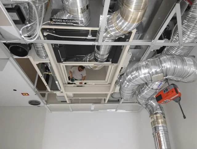 Southborough Air Duct Cleaning technician performing detailed central duct system cleaning in Southborough