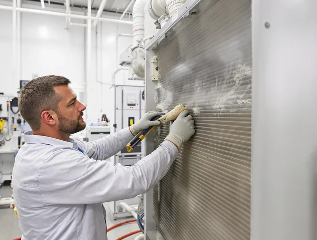 Southborough Air Duct Cleaning technician performing precision commercial coil cleaning at a Southborough business