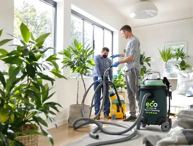 Southborough Air Duct Cleaning technician performing eco-friendly duct cleaning using sustainable methods in Southborough