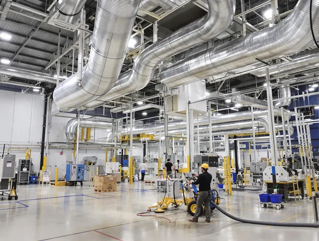 Southborough Air Duct Cleaning team performing comprehensive industrial duct cleaning at a large facility in Southborough